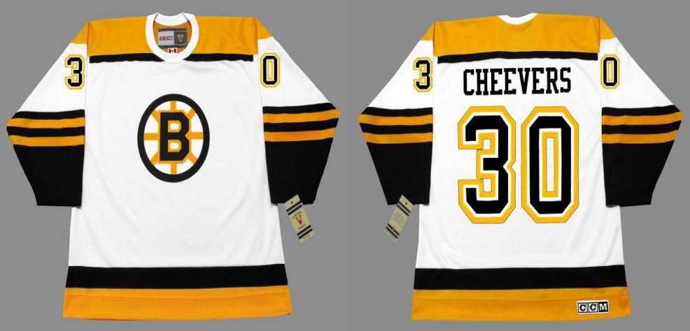 2019 Men Boston Bruins 30 Cheevers White CCM NHL jerseys